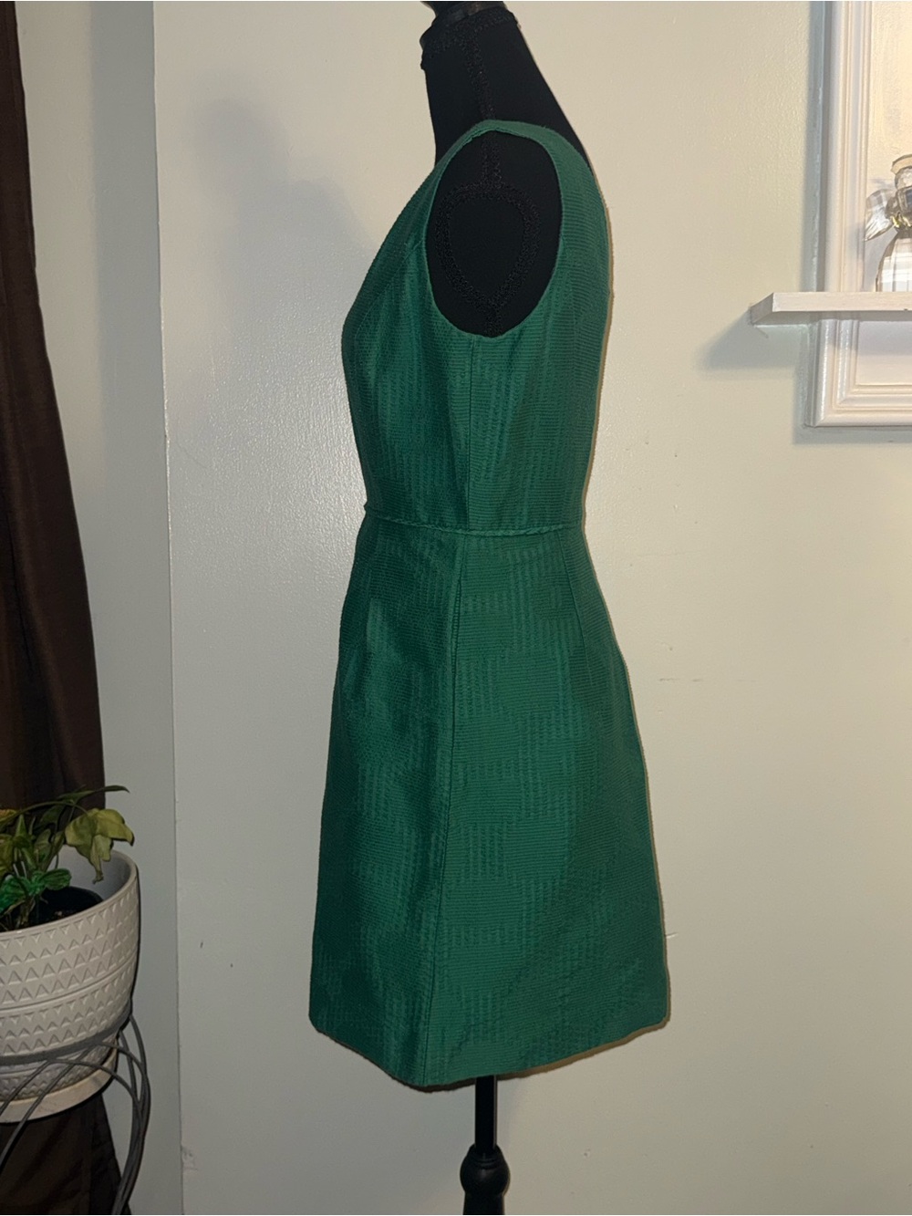 J. Crew Green V-Neck Textured Sleeveless Mini Dress - Picture 3 of 11